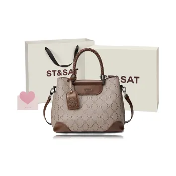 ST&SAT PVC With Synthetic Leather Handbag, Shoulder Bag, Crossbody Bag, Tote Large Size Women's Coffee