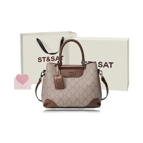 ST&SAT PVC With Synthetic Leather Handbag, Shoulder Bag, Crossbody Bag, Tote Large Size Women's Coffee