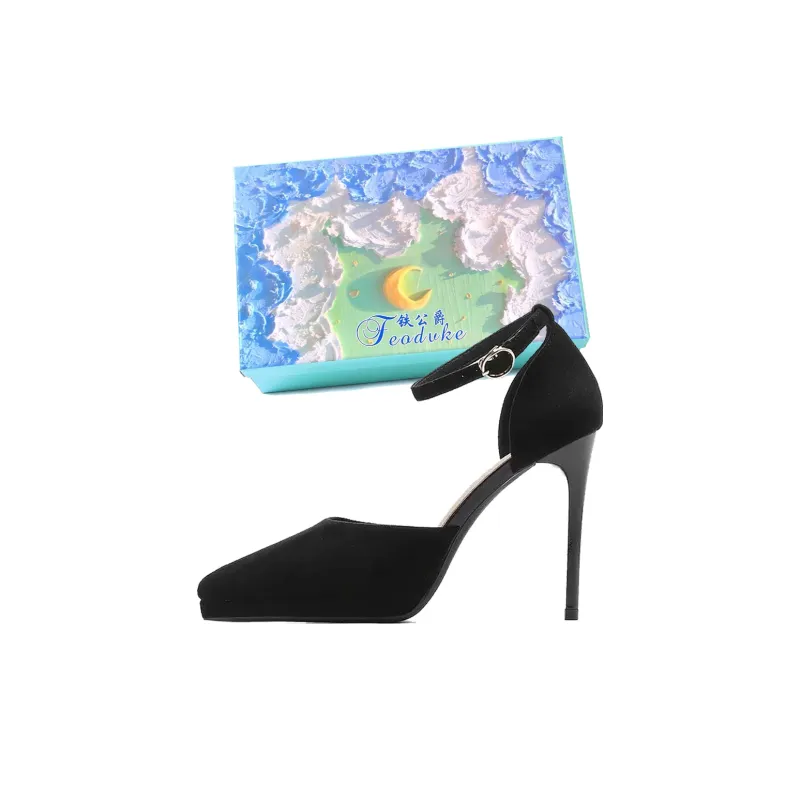 Feo Dvke Slim Heel High Heels Women's Black Gift Box Set-1