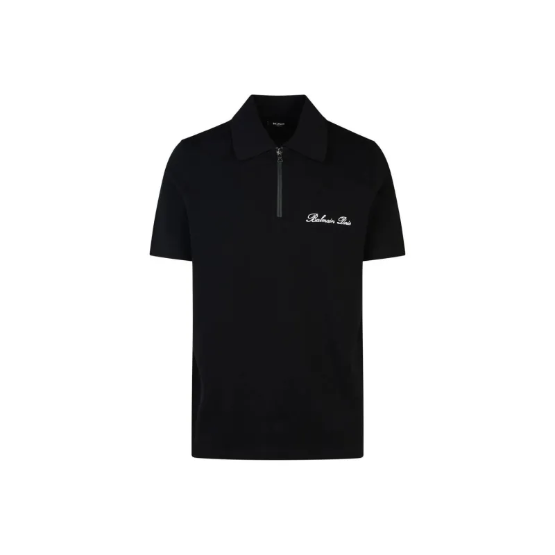 BALMAIN Logo Embroidered Short Sleeved Polo Shirt-0