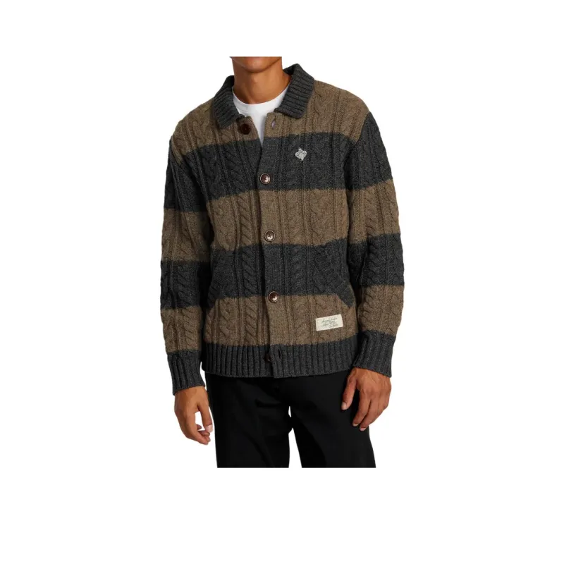 RVCA FW24 Sweater Men's Camel/Charcoal Gray-0