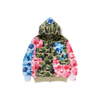 A BATHING APE Abc Camo Patchwork Relaxed Fit Zip Hoodie
