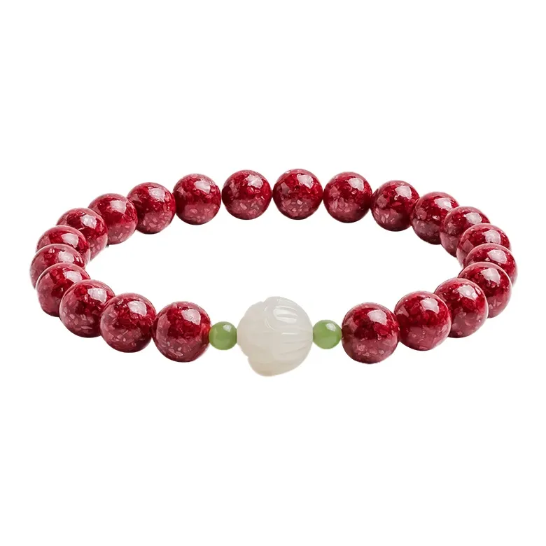 With The Heart Of The Jade Reconstructed Cinnabar Bracelets Women's-7