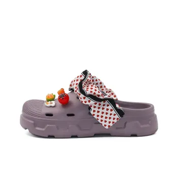 OUBT Fruit And Vegetable Party, Heart Polka Dot Lace Fabric Clogs Women's Purple