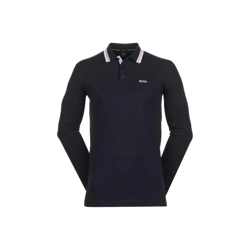 HUGO BOSS Logo Embroidered Long Sleeved Polo Shirt-0