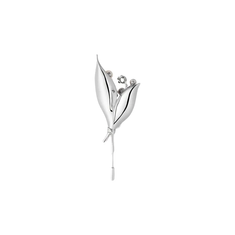 DIOR Silver Finish Brass With Pearl Decoration Brooches Women's Silver-1