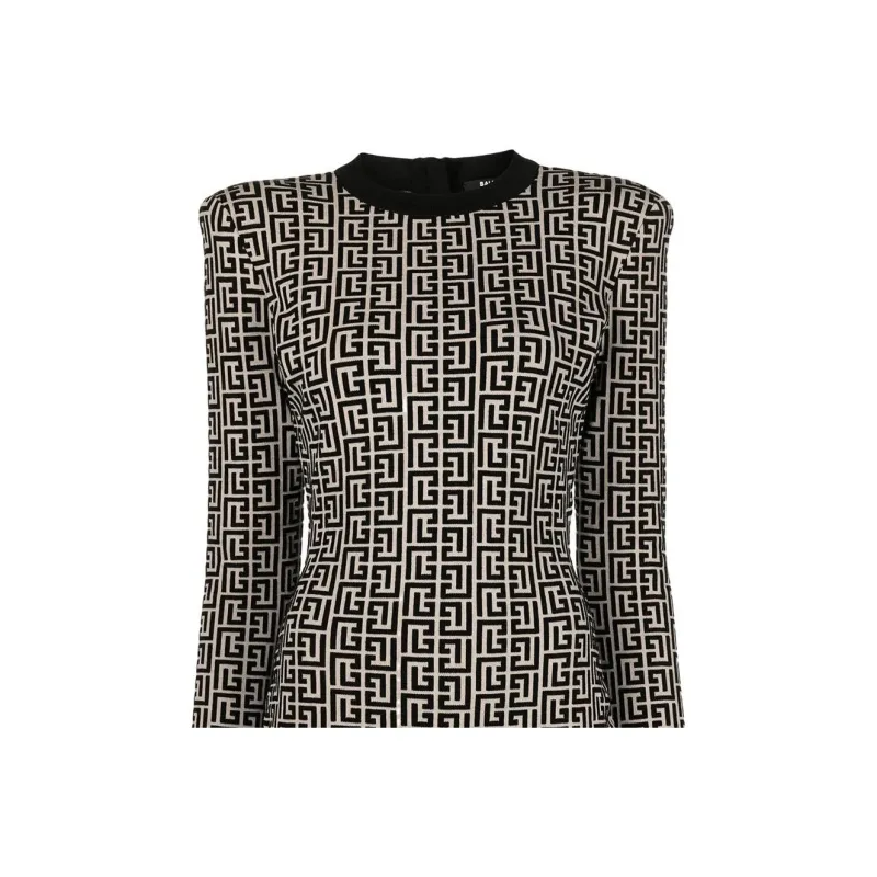 BALMAIN SS22 Long Sleeved Dress Women's Black-4