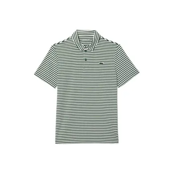 LACOSTE Polo Shirt Men's White Green Stripes