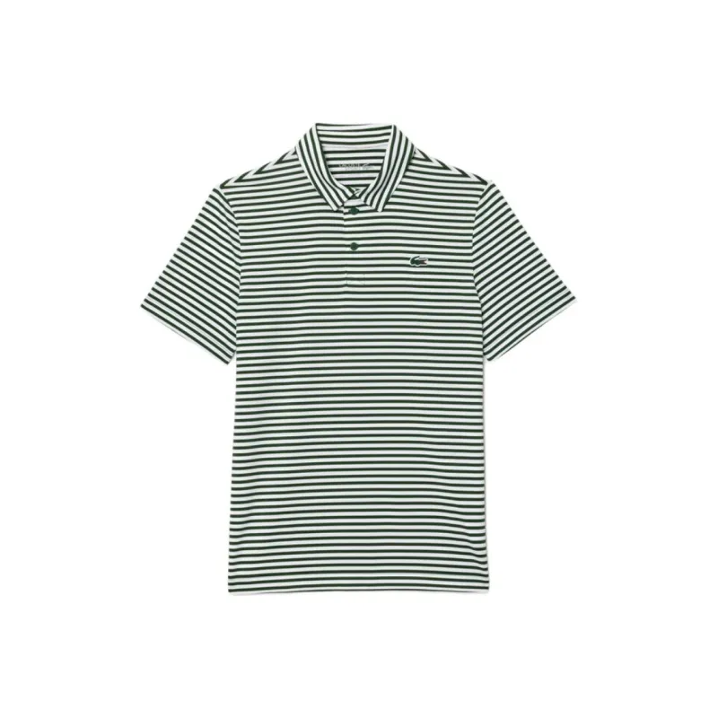 LACOSTE Polo Shirt Men's White Green Stripes-0