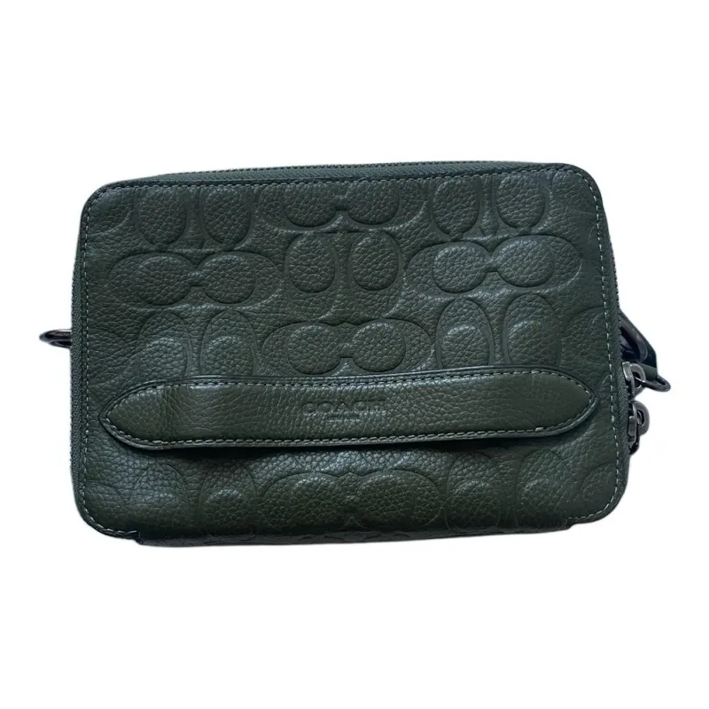 COACH Charter Polished Pebbled Leather Camera Bag Shoulder Bag Crossbody Bag Small Size Women's Army Green-2