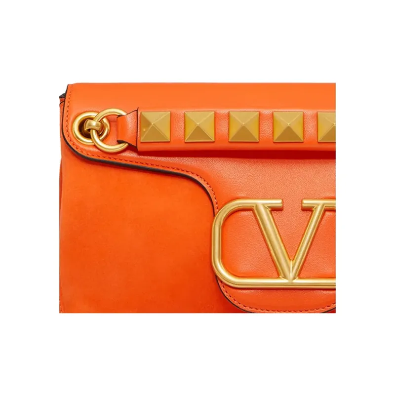 Valentino Leather Handbag, Shoulder Bag Women's Orange-4