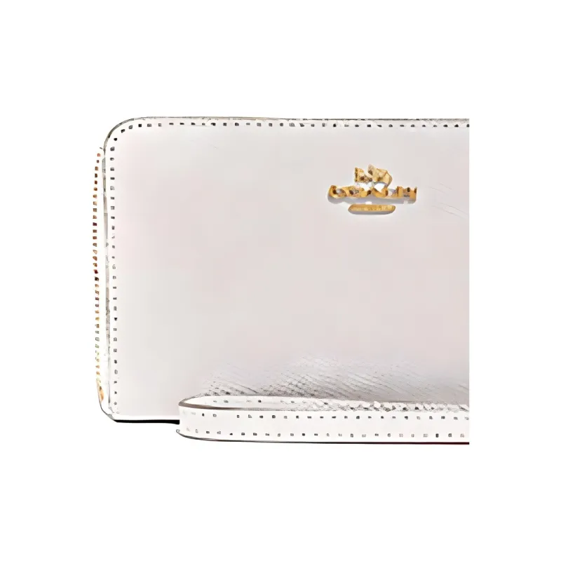 COACH Leather Coin Pocket, Card Holder, Wallet, And Cell Phone Pouch Women's Chalk White/Faux Gold-1