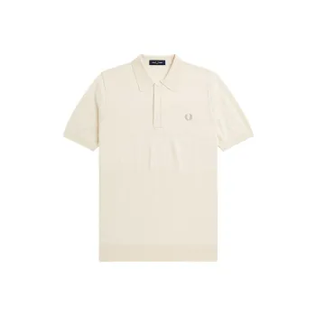 FRED PERRY Panel Knitted Shirt Knitwear Men's White