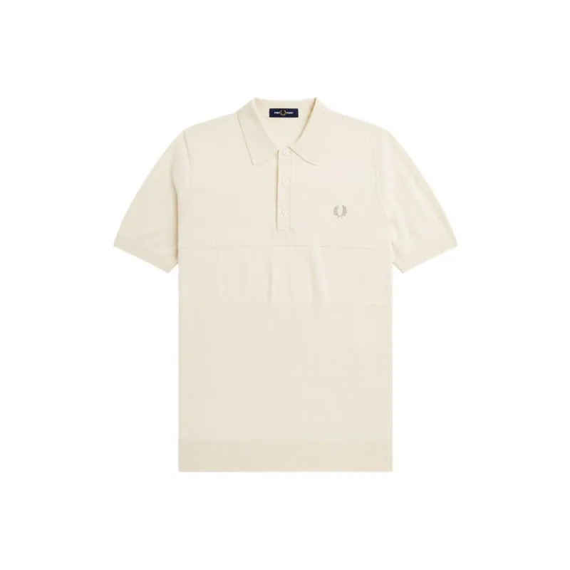 FRED PERRY Panel Knitted Shirt Knitwear Men's White-0