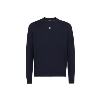 FENDI Logo Plaque Crewneck Knitted Jumper