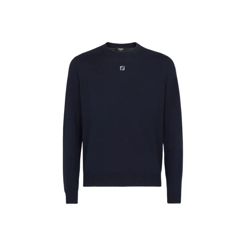 FENDI Logo Plaque Crewneck Knitted Jumper-0