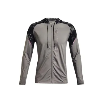 Under Armour RUSH Series Camo Letter Print Hooded Jacket Gray