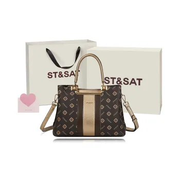 ST&SAT PVC & PU Handbag, Crossbody Bag, Shoulder Bag Large Size Women's Dark Coffee