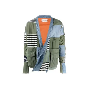 GREG LAUREN Open front Patchwork Jacket