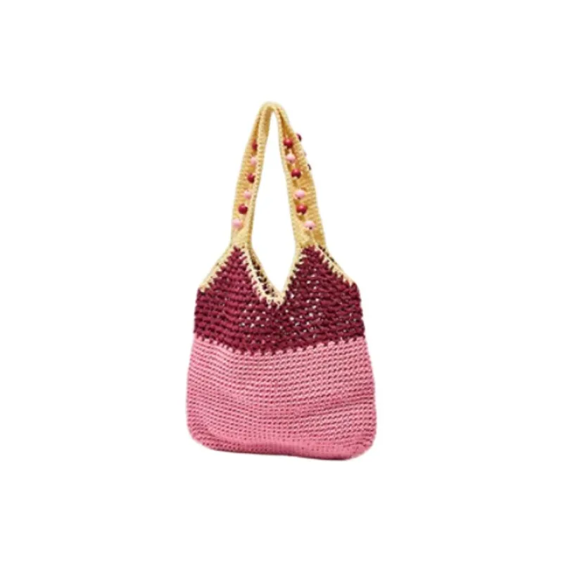 Three Blessings Woven Material Handbag, Shoulder Bag Medium Size Women's Multicolor-1