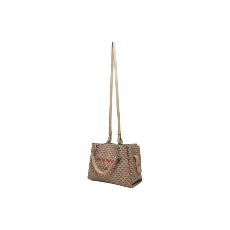 EMPORIO ARMANI Faux Leather Shoulder Bag, Crossbody Bag, Handbag Small Size Women's Brown-2
