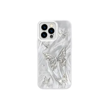 Wei Xin Acrylic Material Camlet Silver Butterfly Phone Cases Compatible With IPhone 16/15 Pro Max/Apple 13/14 Pro/Max