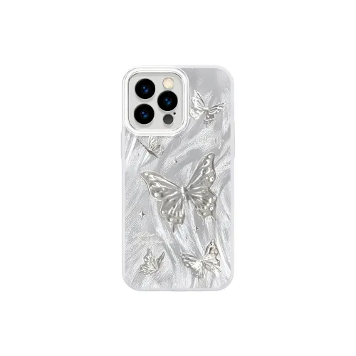 Wei Xin Acrylic Material Camlet Silver Butterfly Phone Cases Compatible With IPhone 16/15 Pro Max/Apple 13/14 Pro/Max