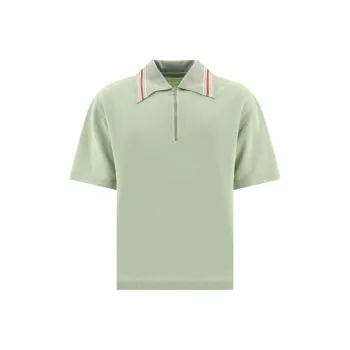 Kapital Striped Collar Half zip Polo Shirt