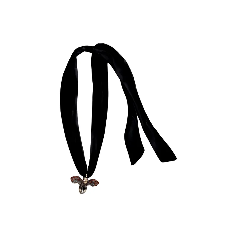 ZARA Velvet Metal Polyester Zinc Glass Necklaces Women's Gold-3