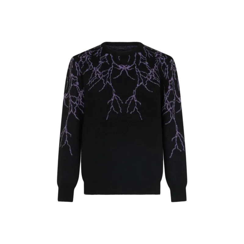 PHOBIA ARCHIVE Jumper With Purple Lightning Print Sweater Men's Black-0