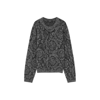 VERSACE Barocco Jacquard Crewneck Tweed Jumper