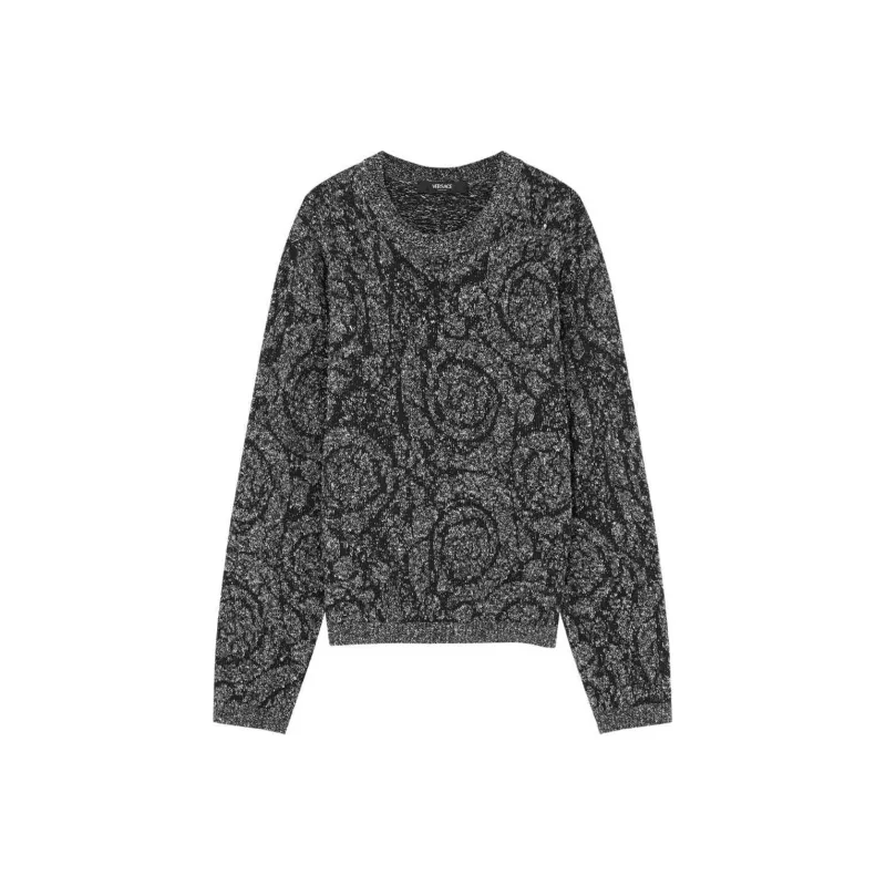 VERSACE Barocco Jacquard Crewneck Tweed Jumper-0