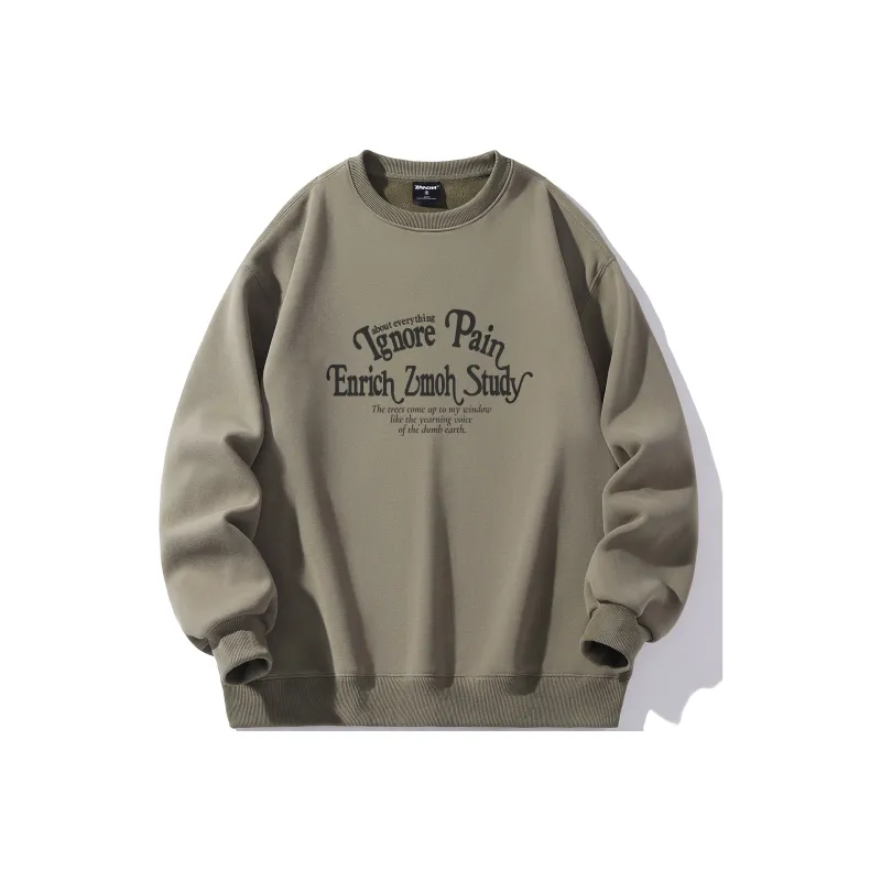 ZMOH Fleece Lined Crew Neck Sweatshirt Men's Couple's-13