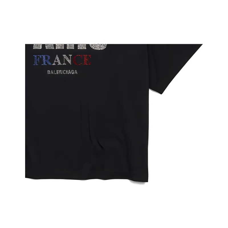 Balenciaga Paris Strass Cropped Oversized T Shirt-2