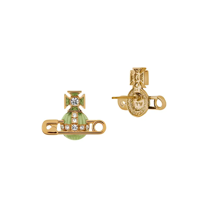 Vivienne Westwood Brass, Crystal Earrings Women's Green-1