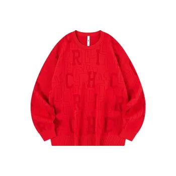 QIAODAN Sweater Men's Koi Fish Red