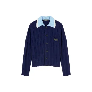 VERSACE Contrasting Collar Knitted Shirt