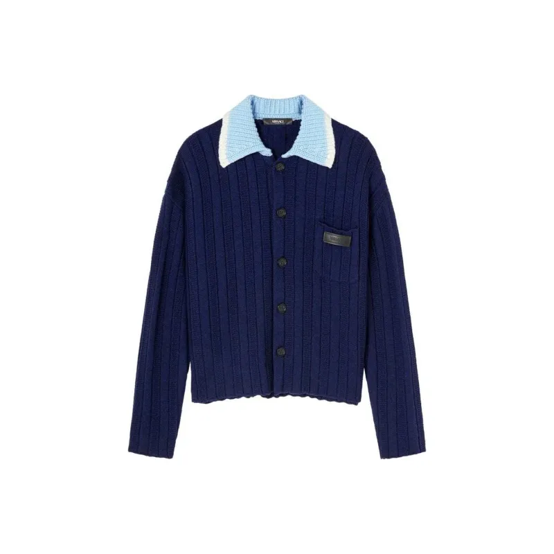 VERSACE Contrasting Collar Knitted Shirt-0