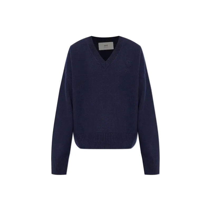 AMIPARIS Paris Ami De Coeur V Neck Knitted Jumper-0
