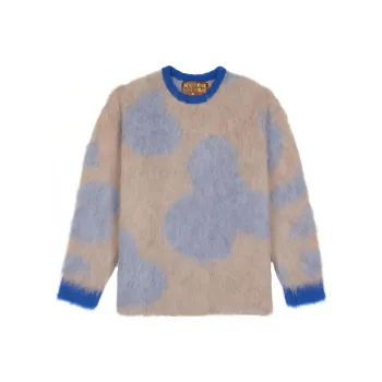 Brain Dead BOXY KNIT COW PRINT SWEATER Sweater Unisex Taupe