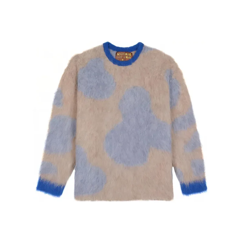 Brain Dead BOXY KNIT COW PRINT SWEATER Sweater Unisex Taupe-0