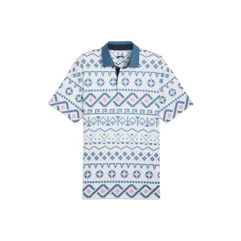 PUMA Fair Isle Print Golf Men Polo Shirt Men's White
