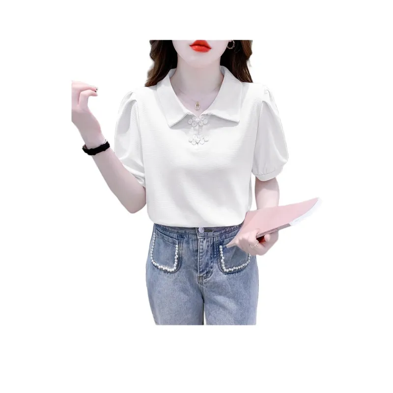 Mu Xiao Xin Puff Sleeve T Shirt Women's-4
