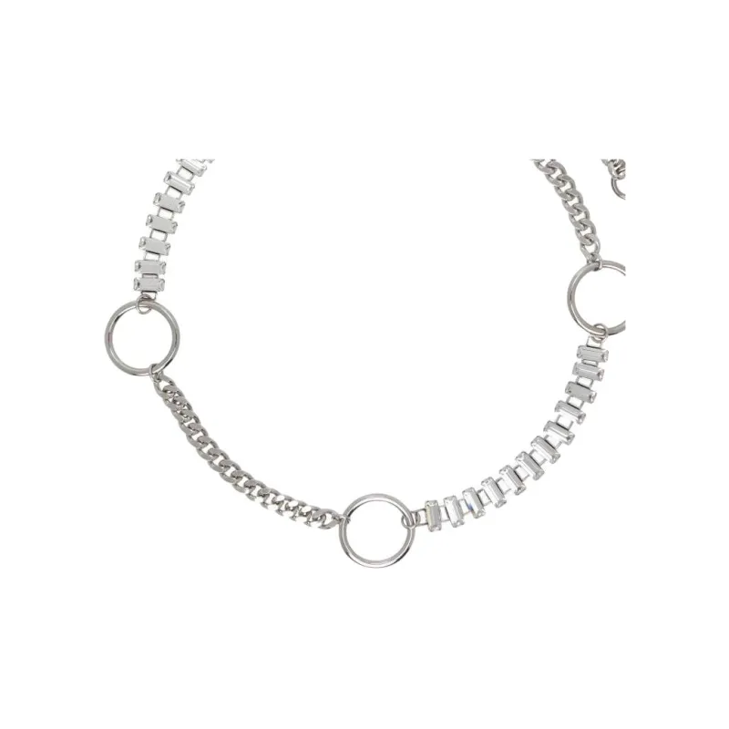 JUSTINE CLENQUET Palladium Plated Brass With Crystal Necklaces Women's Silver-0