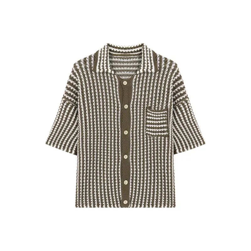 SAME FLOW Knitwear Men's White Green Stripes-0