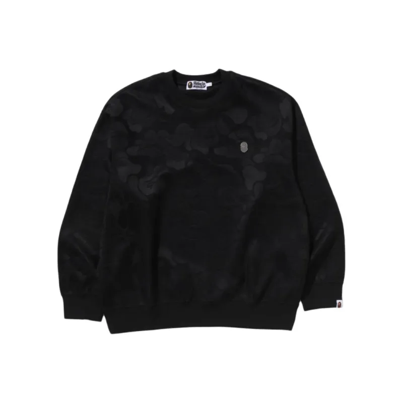 A BATHING APE Solid Camo Jacquard One Point Relax Fit Crewneck Sweatshirt-4