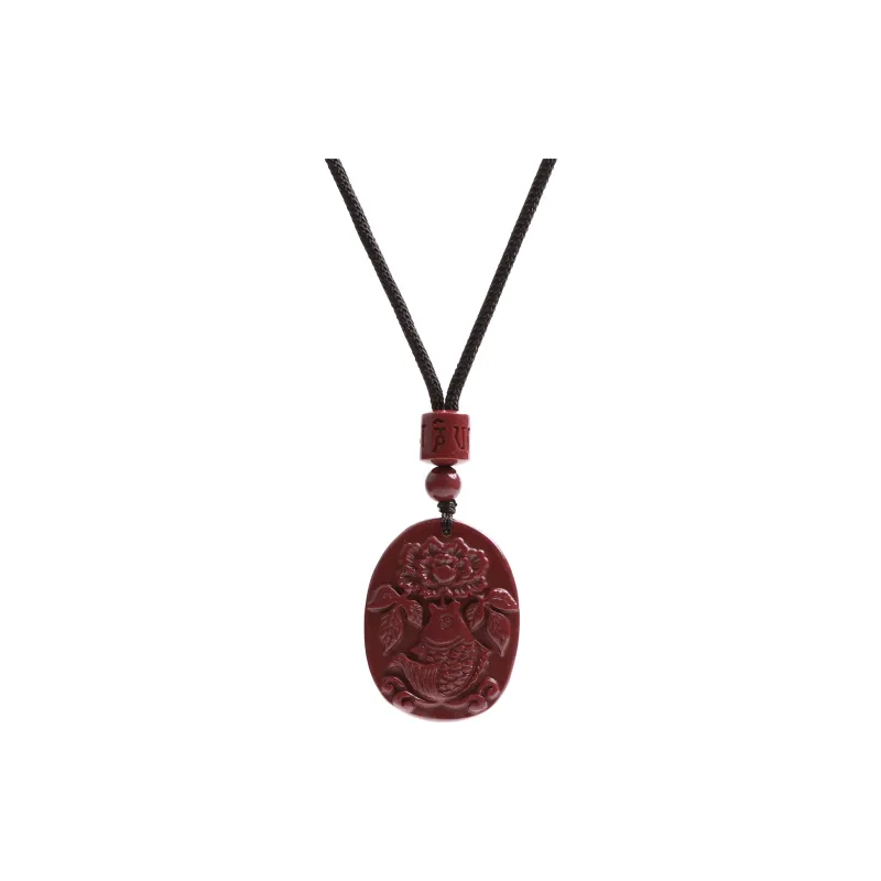 Yo sheng Reconstructed Cinnabar Jade Necklaces Unisex-8