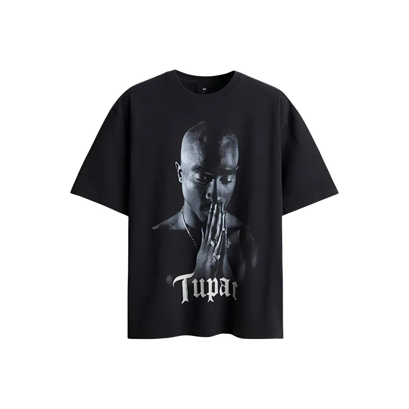H&M Drop Shoulder Sleeve T-Shirt Men's Black/2Pac003-0