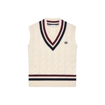 CELINE Triomphe V neck Cable knit In Cashmere