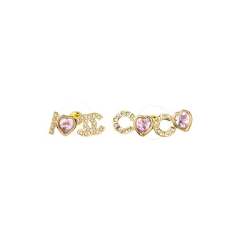 CHANEL Earrings Women's Gold/Pink